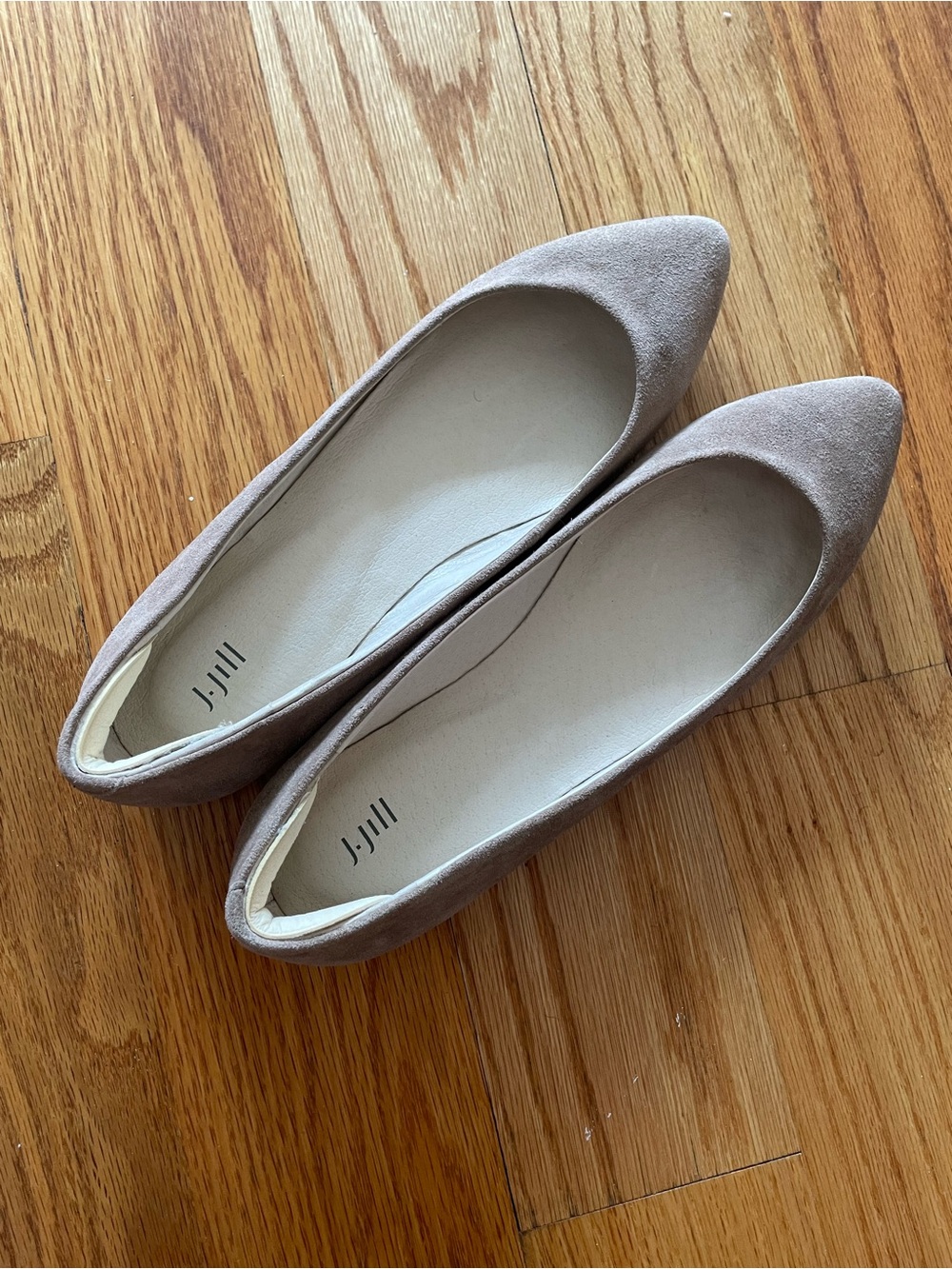 J Jill Point Toe Ballet Flats Minimalist Beige Taupe Suede Womens 10